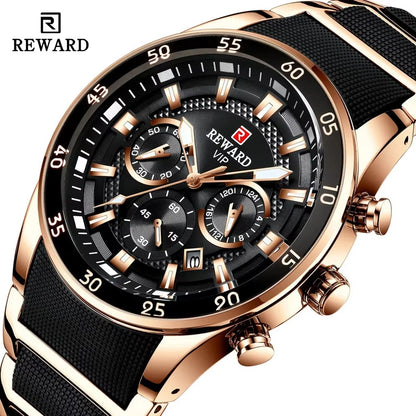 Reward VIP Luxury Watch Silver And Blue Stainless Steel Strap