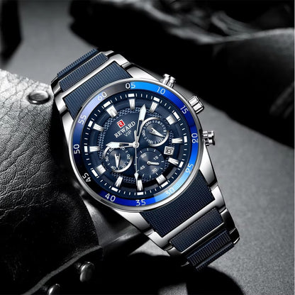 Reward VIP Luxury Watch Silver And Blue Stainless Steel Strap