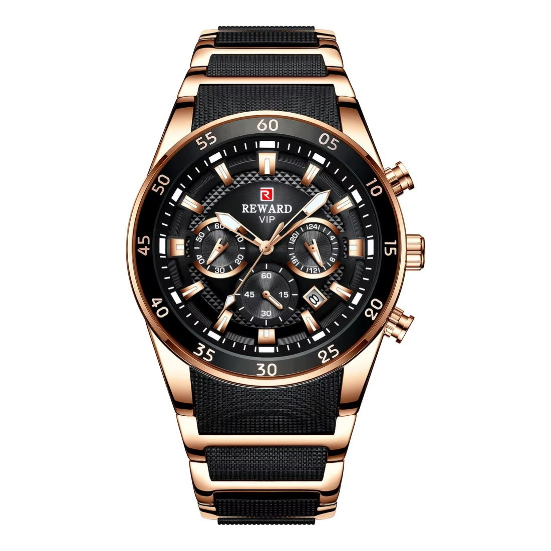 Reward VIP Luxury Watch Silver And Blue Stainless Steel Strap