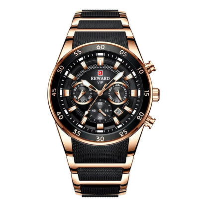 Reward VIP Luxury Watch Silver And Blue Stainless Steel Strap